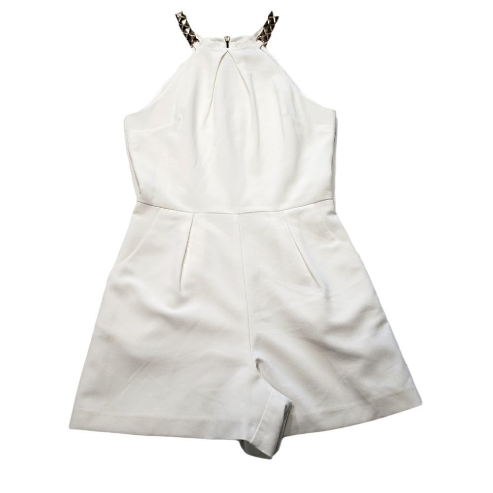 MISS SELFRIDGE White Gold Chain Strap Romper SIZE 4